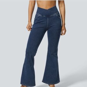 Halaramagic High Waisted Crossover Stretchy Super Flare Jean 32"  Small Tall